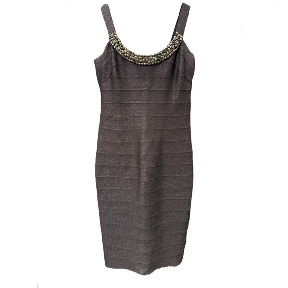Party Dress by Carmen Marc Valco. Dark Grey with sparkle. Size large. - Picture 2 of 7